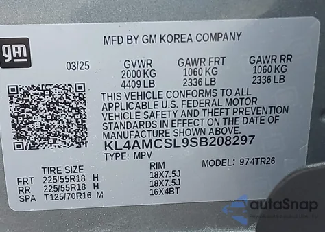 2025 Buick Encore Gx Preferred Awd from USA, damaged, VIN KL4AMCSL9SB208297